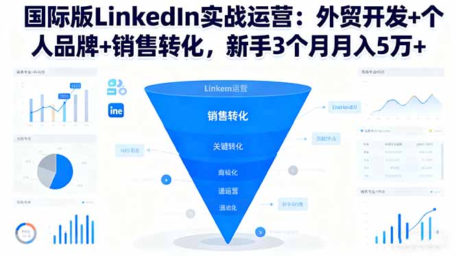 国际版LinkedIn实战运营:外贸开发+个人品牌+销售转化,新手3个月月入5万+-蓝海云网创
