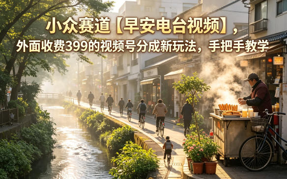 小众赛道【早安电台视频】，外面收费399的视频号分成新玩法，手把手教学-蓝海云网创