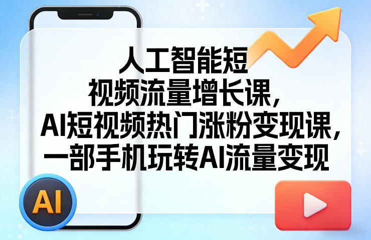 人工智能短视频流量增长课，AI短视频热门涨粉变现课，一部手机玩转AI流量变现-蓝海云网创