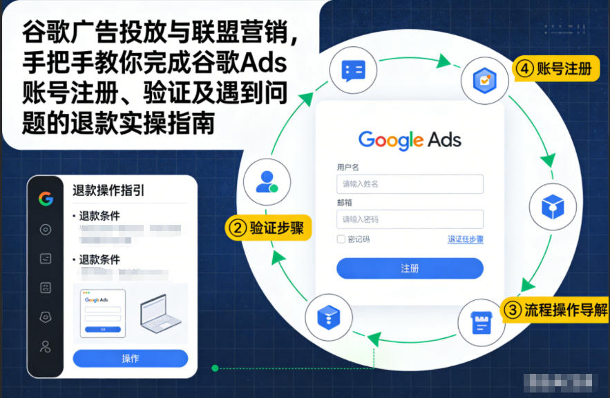 谷歌广告投放与联盟营销，手把手教你完成谷歌Ads账号注册、验证及遇到问题的退款实操指南-蓝海云网创