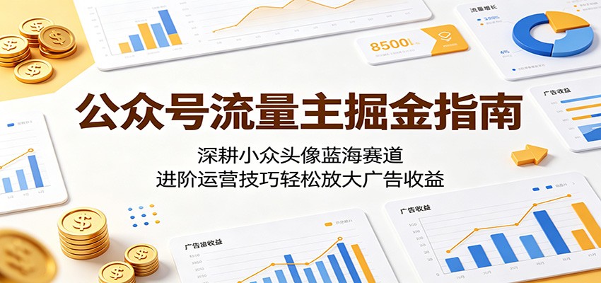 公众号流量主掘金指南：深耕小众头像蓝海赛道，进阶运营技巧轻松放大广告收益-蓝海云网创