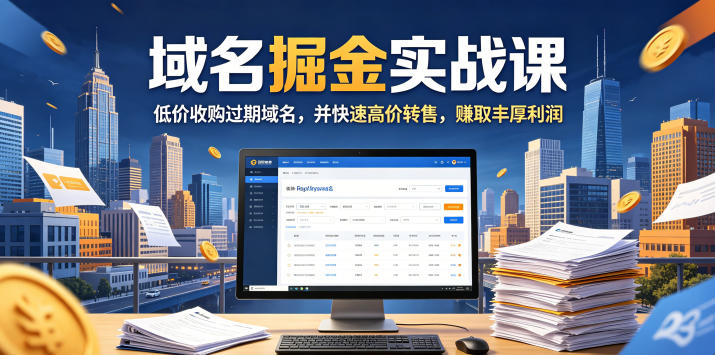 域名交易掘金实战课，低价收购过期域名，并快速高价转售，賺取丰厚利润【原创双语字幕】-蓝海云网创