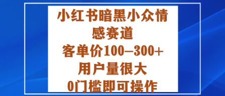 小红书暗黑小众情感赛道，客单价100-300+用户量很大，0门槛即可操作-蓝海云网创