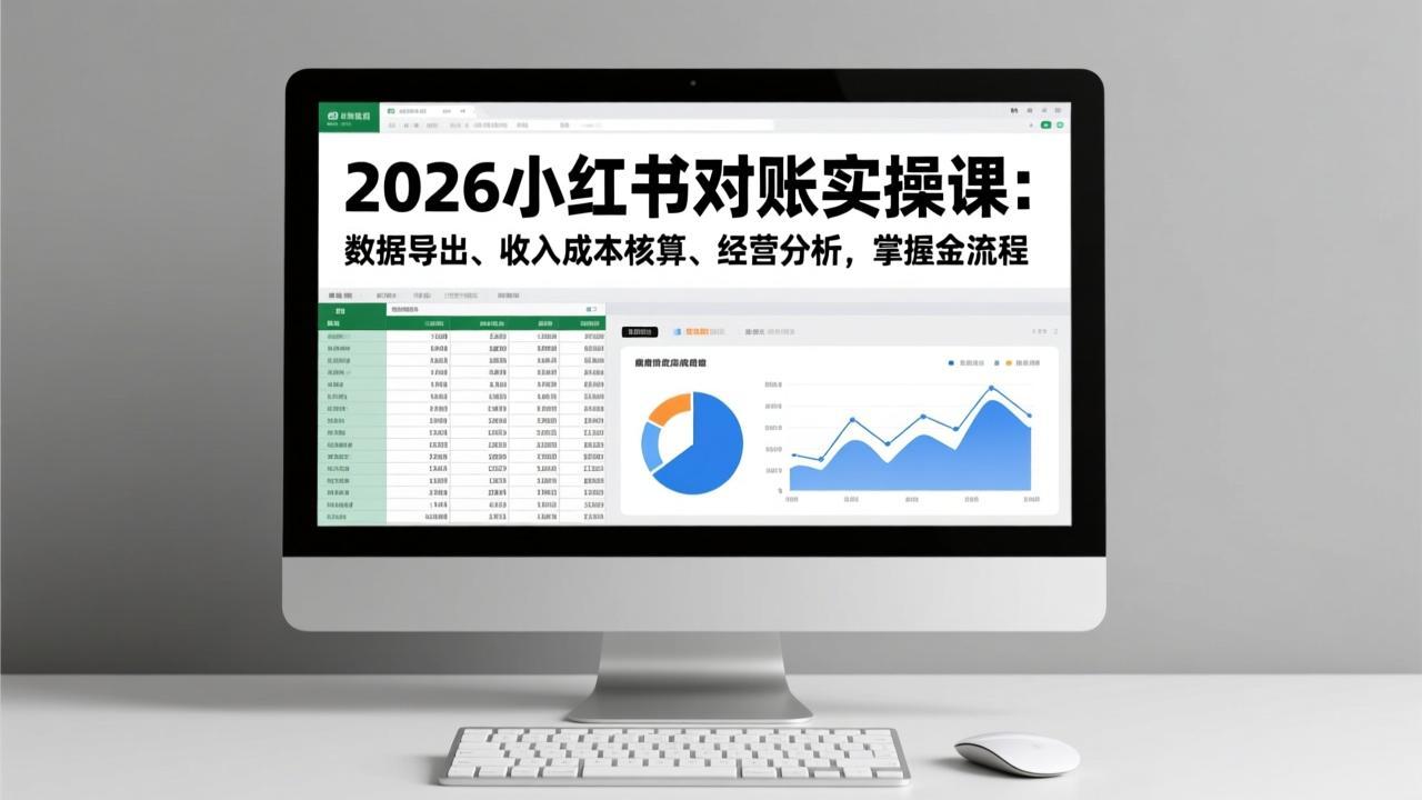2026小红书对账实操课：数据导出、收入成本核算、经营分析，掌握全流程-蓝海云网创