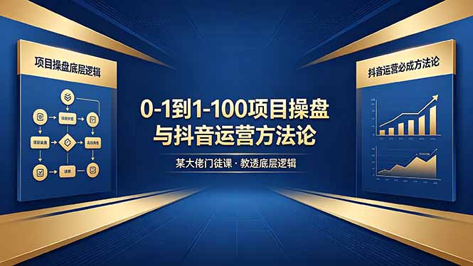 0-1到1-100怎么建？某大佬门徒课教透项目操盘底层逻辑+抖音运营必成方法论-蓝海云网创