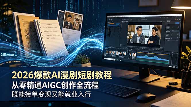 2026 爆款 AI 漫剧短剧教程 从零精通 AIGC 创作全流程 既能接单变现又能就业入行-蓝海云网创