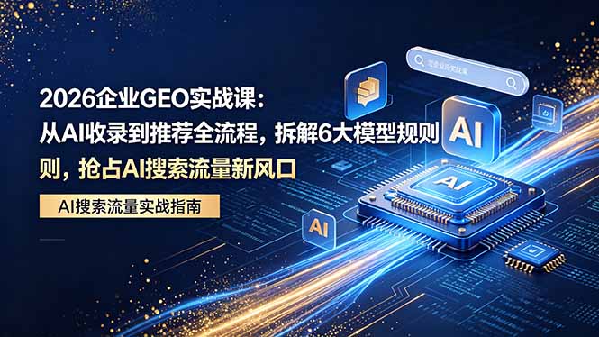 2026 企业GEO实战课：从AI收录到推荐全流程，拆解6大模型规则，抢占 AI 搜索流量新风口-蓝海云网创