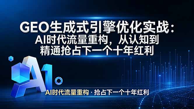 GEO 生成式引擎优化实战：AI时代流量重构，从认知到精通抢占下一个十年红利-蓝海云网创
