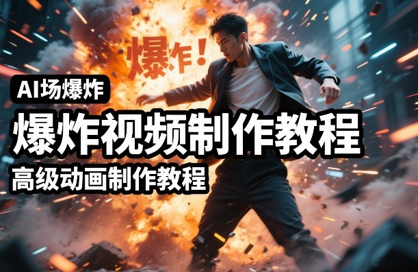 AI场景爆炸视频制作教程，利用人物实拍视频制作出高级的动画特效-蓝海云网创