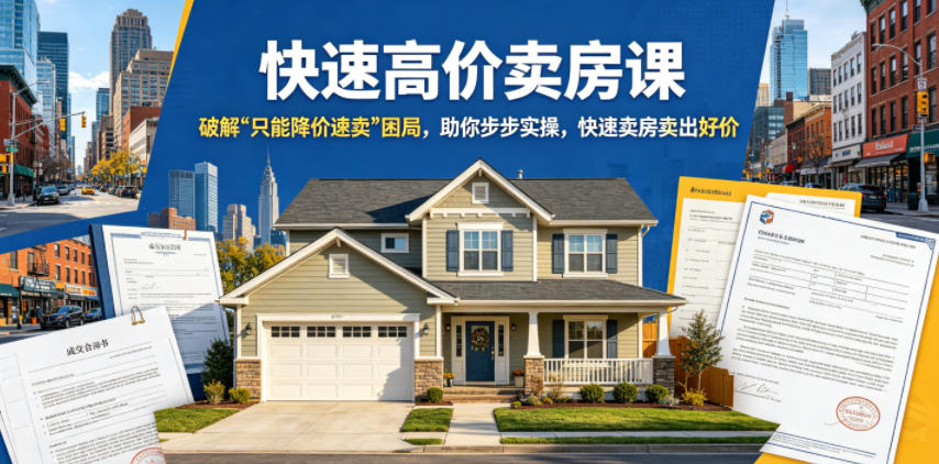 快速高价卖房课，破解“只能降价速卖”困局，助你步步实操，快速卖房卖出好价(更新2026)-蓝海云网创