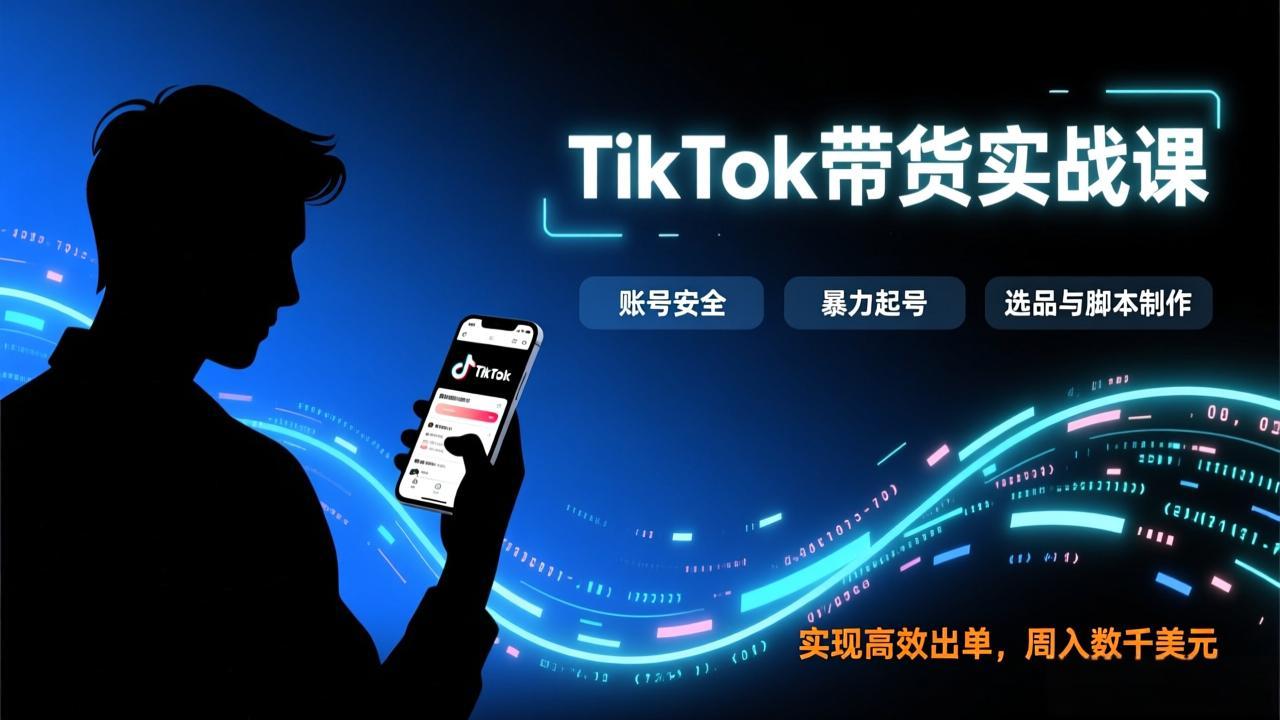 TikTok带货实战课，涵盖账号安全、暴力起号、选品与脚本制作，实现高效出单，周入数千美元-蓝海云网创