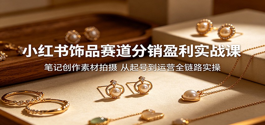 小红书饰品赛道分销盈利实战课：笔记创作素材拍摄，从起号到运营全链路实操-蓝海云网创