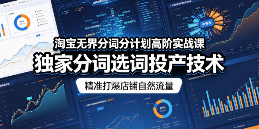淘宝无界分词分计划高阶实战课，独家分词选词投产技术，精准打爆店铺自然流量-蓝海云网创