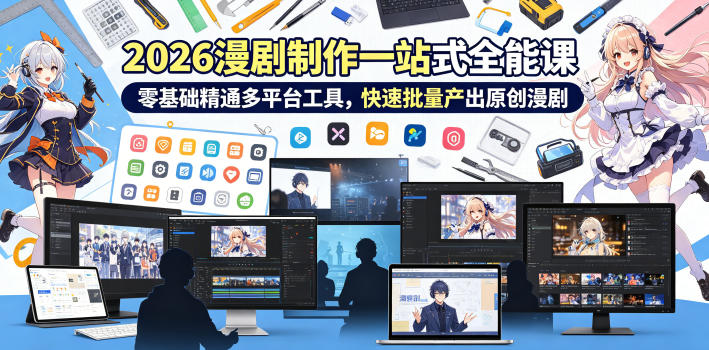 2026 AI漫剧制作一站式全能课，零基础精通多平台工具，快速批量产出原创漫剧-蓝海云网创