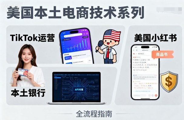 美国本土电商技术,Tiktok 运营篇+美国小红书篇+本土银行篇-蓝海云网创