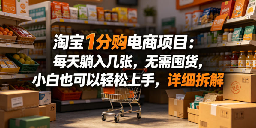 淘宝1分购电商项目：每天躺入几张，无需囤货，小白也可以轻松上手，详细拆解-蓝海云网创