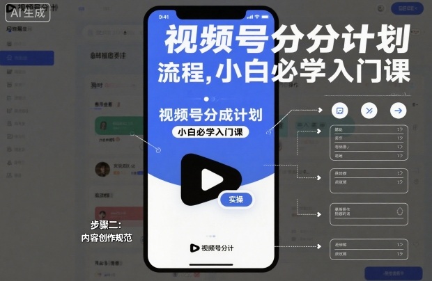 视频号分成计划实操流程，小白必学入门课-蓝海云网创