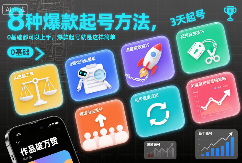 8种爆款起号方法,0基础都可以上手,爆款起号就是这样简单-蓝海云网创