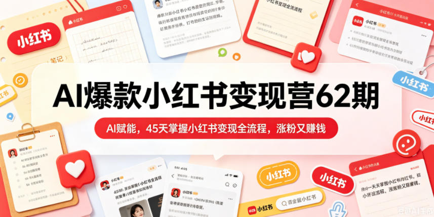 AI爆款小红书变现营62期2026年5月，AI赋能，45天掌握小红书变现全流程，涨粉又賺钱-蓝海云网创