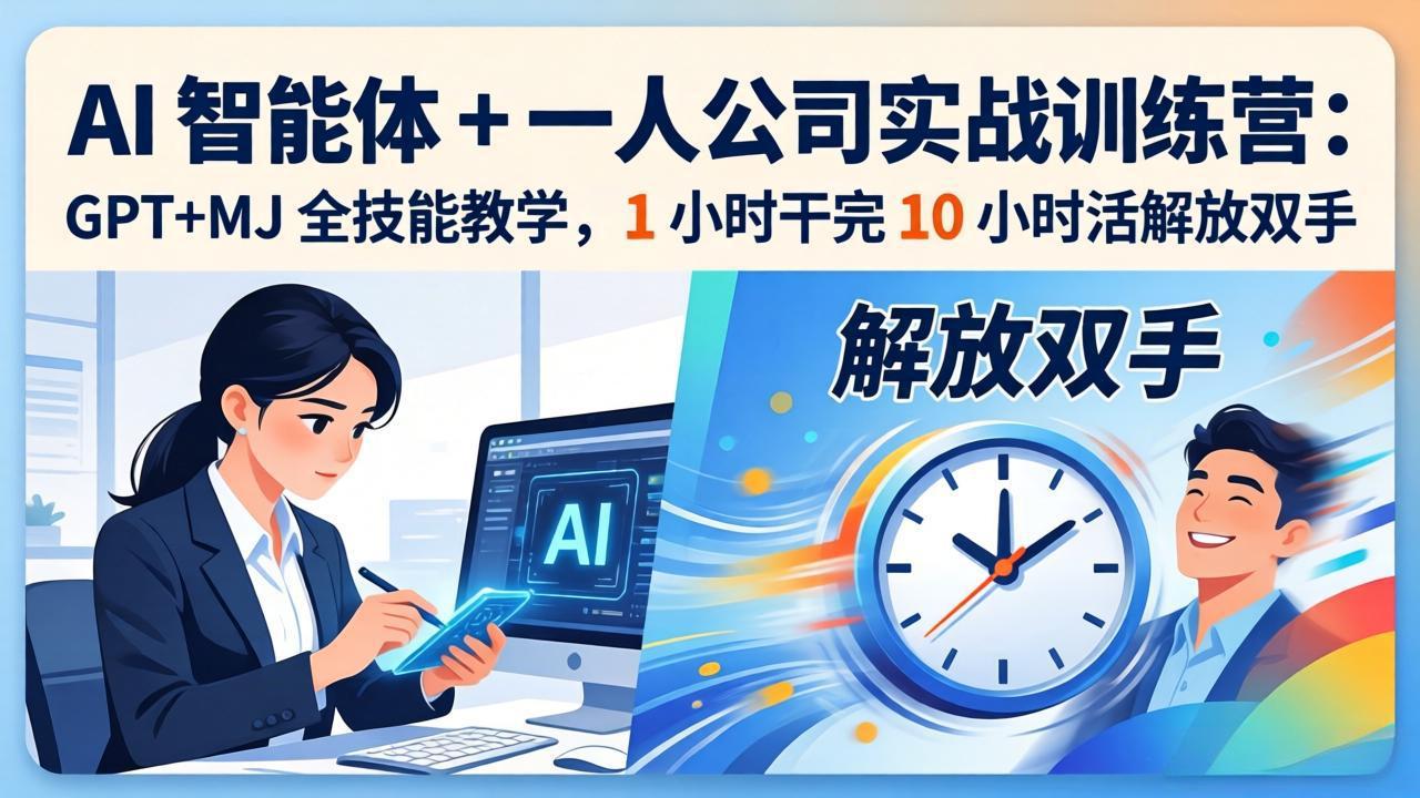 AI 智能体 + 一人公司实战训练营：GPT+MJ 全技能教学，1 小时干完 10 小时活解放双手-蓝海云网创