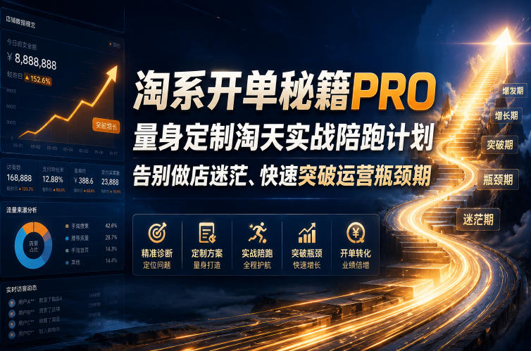 淘系开单秘籍PRO，量身定制淘天实战陪跑计划，告别做店迷茫、快速突破运营瓶颈期(2026年6月22日)-蓝海云网创