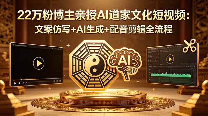 22万粉博主亲授AI道家文化短视频：文案仿写+AI生成+配音剪辑全流程-蓝海云网创