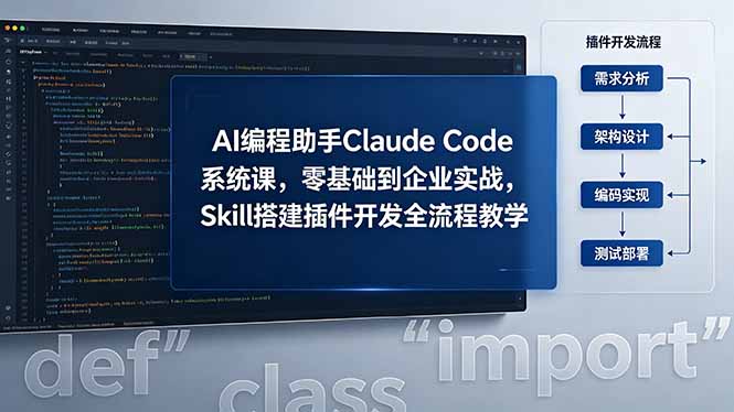 AI 编程助手 Claude Code 系统课，零基础到企业实战，Skill 搭建插件开发全流程教学-蓝海云网创