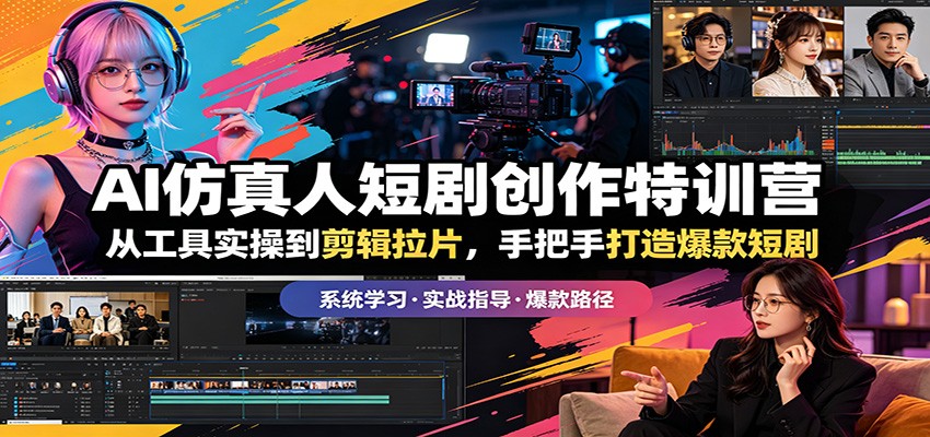 AI仿真人短剧创作特训营：从工具实操到剪辑拉片，手把手打造爆款短剧-蓝海云网创