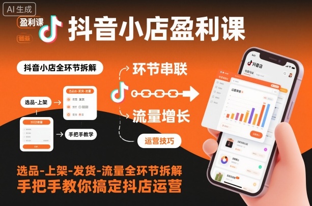 抖音小店盈利课-选品-上架-发货-流量全环节拆解,手把手教你搞定抖店运营-蓝海云网创