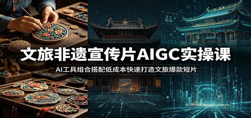 文旅非遗宣传片AIGC实操课：AI工具组合搭配低成本快速打造文旅爆款短片-蓝海云网创