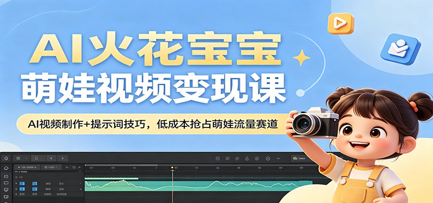 AI火花宝宝萌娃视频变现课：AI视频制作+提示词技巧，低成本抢占萌娃流量赛道-蓝海云网创