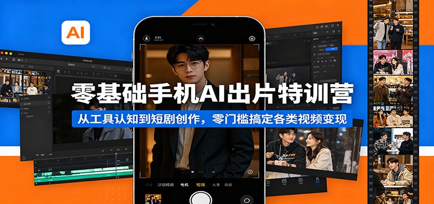 零基础手机AI出片特训营：从工具认知到短剧创作，零门槛搞定各类视频变现-蓝海云网创