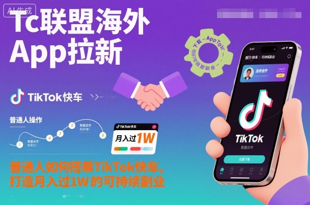 Tc联盟海外App拉新：普通人如何搭乘TikTok快车，打造月入过1W的可持续副业-蓝海云网创