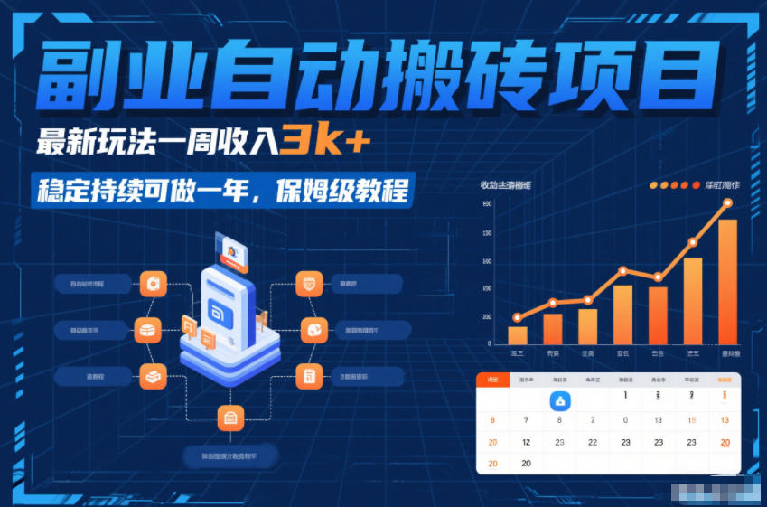副业自动搬砖项目，最新玩法一周收入3k+，稳定持续可做一年，保姆级教程【揭秘】-蓝海云网创