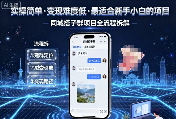 实操简单,变现难度低,最适合新手小白做的项目,每天轻松收入3张,同城搭子群项目全流程拆解-蓝海云网创