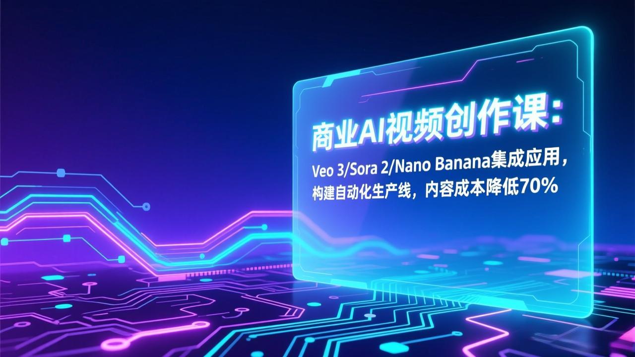 商业AI视频创作课:Veo 3/Sora 2/Nano Banana集成应用,构建自动化生产线,内容成本降低70%-蓝海云网创