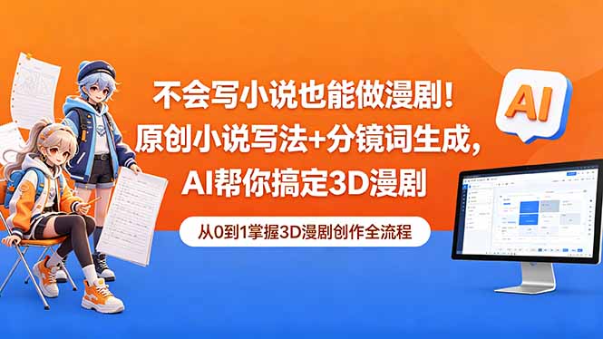 不会写小说也能做漫剧！原创小说写法+分镜词生成，AI帮你搞定3D漫剧-蓝海云网创