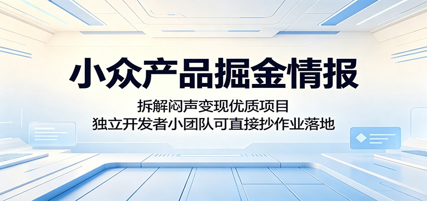 小众产品掘金情报：拆解闷声变现优质项目，独立开发者小团队可直接抄作业落地-蓝海云网创