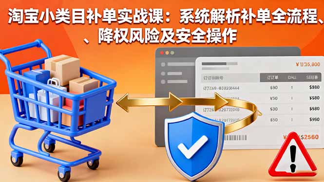 淘宝小类目补单实战课:系统解析补单全流程、降权风险及安全操作-蓝海云网创