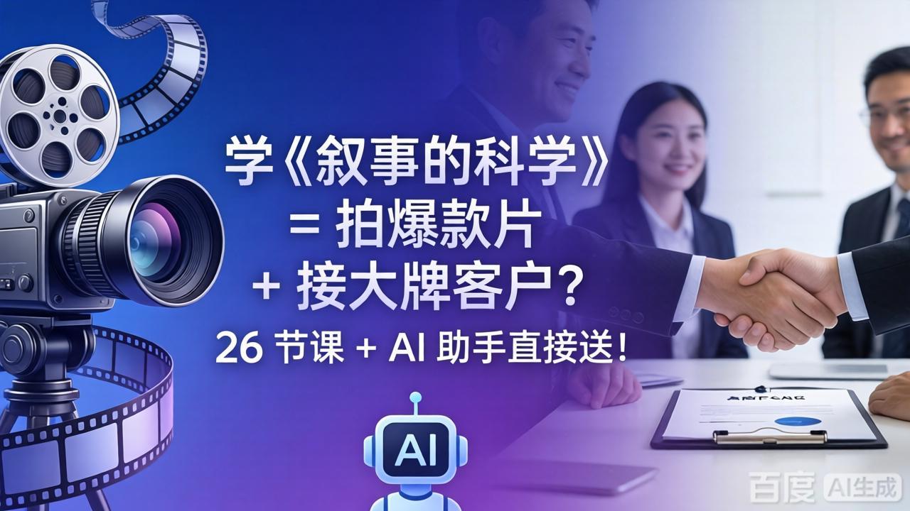 学《叙事的科学》= 拍爆款片 + 接大牌客户？26 节课 + AI 助手直接送！-蓝海云网创