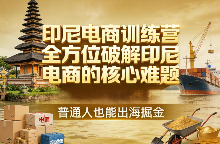 印尼电商训练营，全方位破解印尼电商的核心难题，普通人也能出海掘金-蓝海云网创
