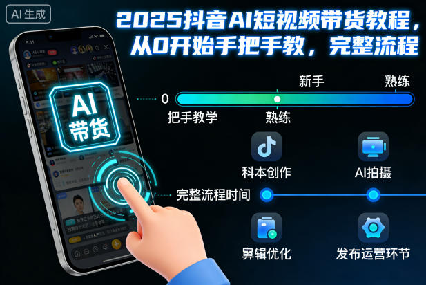 2025抖音AI短视频带货教程，从0开始手把手教，完整流程-蓝海云网创