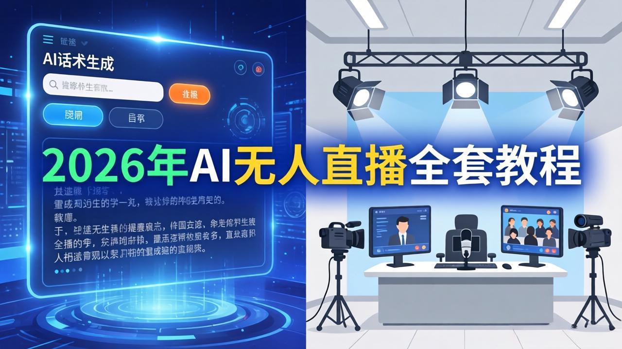 2026年AI无人直播全套教程：OBS安装+软件配置+直播间搭建+话术生成+一键开播实操-蓝海云网创