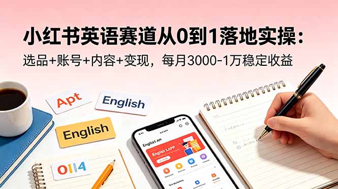 小红书英语赛道从0到1落地实操：选品+账号+内容+变现，每月3000-1万稳定收益-蓝海云网创