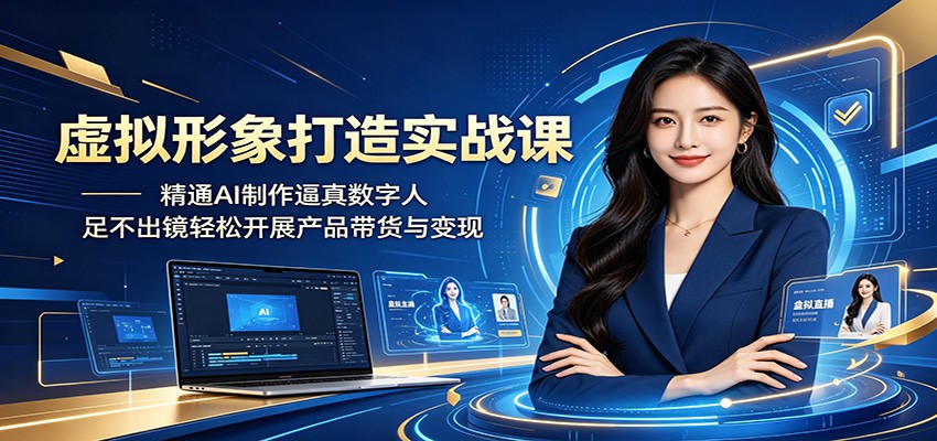 虚拟形象打造实战课：精通AI制作逼真数字人，足不出镜轻松开展产品带货与变现-蓝海云网创