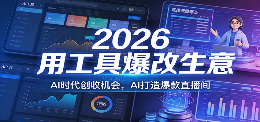 2026用工具爆改生意，AI时代创收机会，AI打造爆款直播间-蓝海云网创