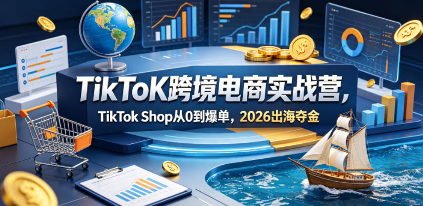 TikToK跨境电商实战营，TikTok Shop从0到爆单，2026出海夺金-蓝海云网创