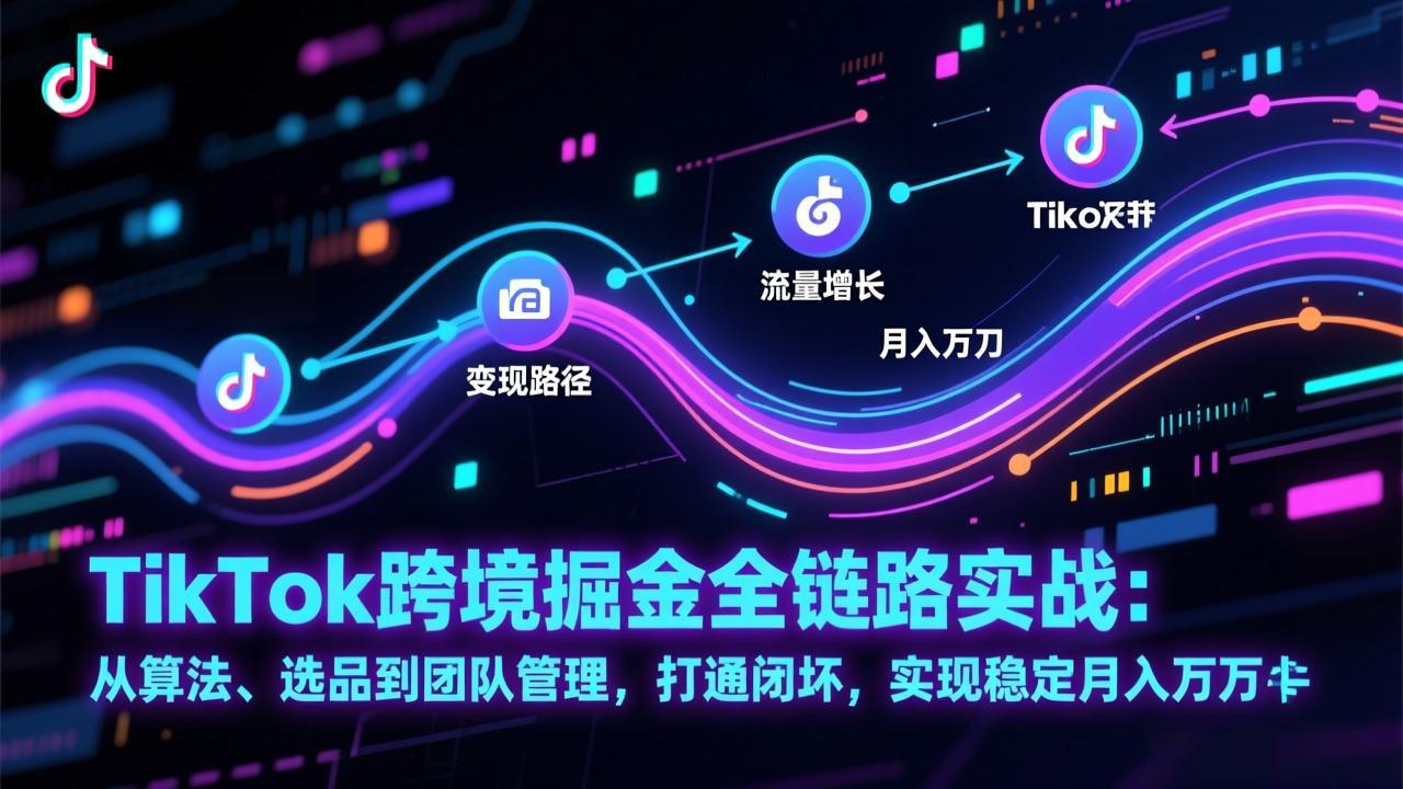 TikTok跨境掘金全链路实战：从算法、选品到团队管理，打通闭环，实现稳定月入万刀-蓝海云网创