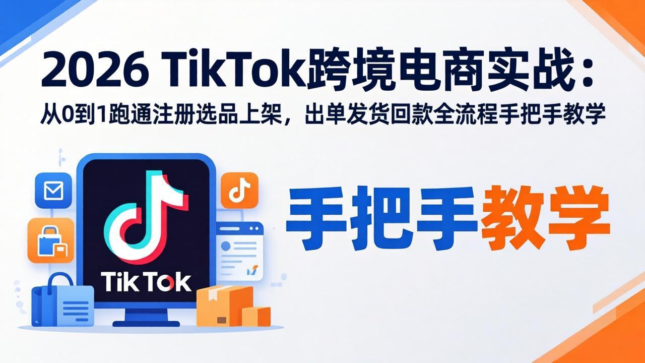 2026TikTok跨境电商实战：从0到1跑通注册选品上架，出单发货回款全流程手把手教学-蓝海云网创