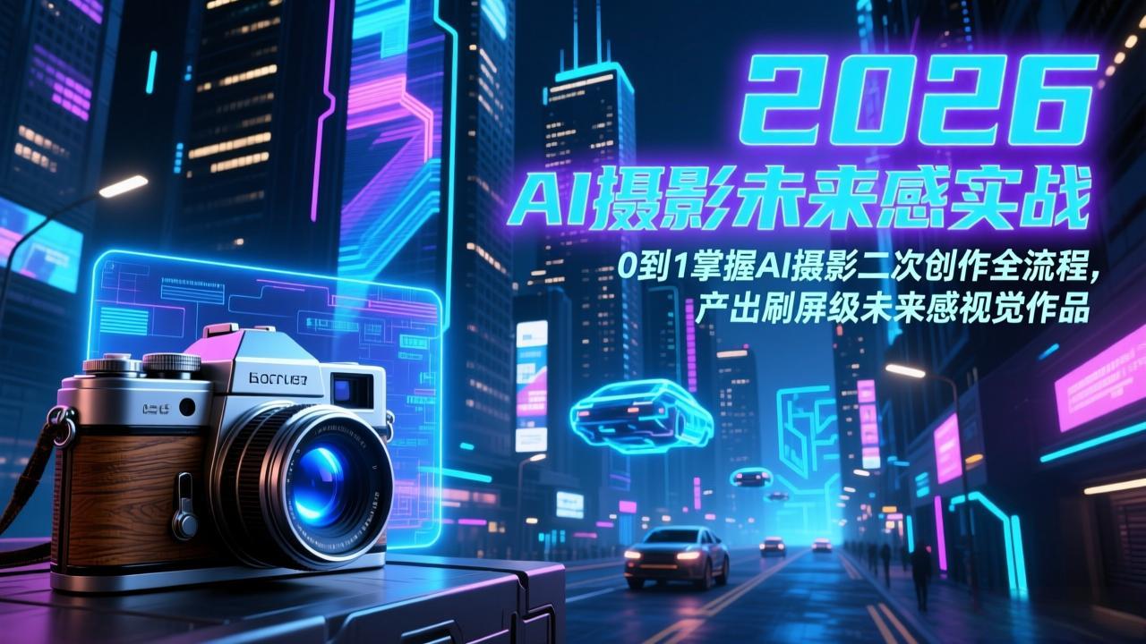 2026 AI摄影未来感实战:0到1掌握AI摄影二次创作全流程,产出刷屏级未来感视觉作品-蓝海云网创